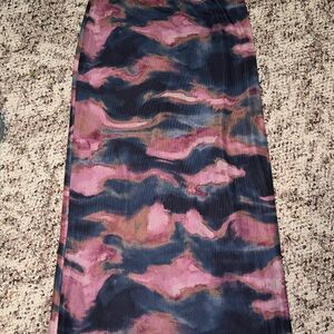 love, Fire Pink and Navy Marble-Print Maxi Skirt